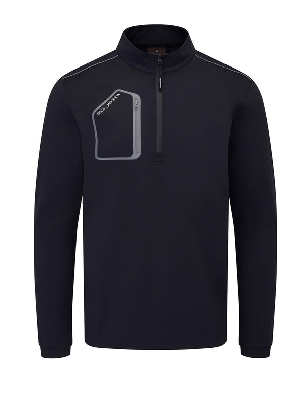 Hastings Quarter Zip Top- Black / Pewter / XX-Large- Oscar Jacobson Golf