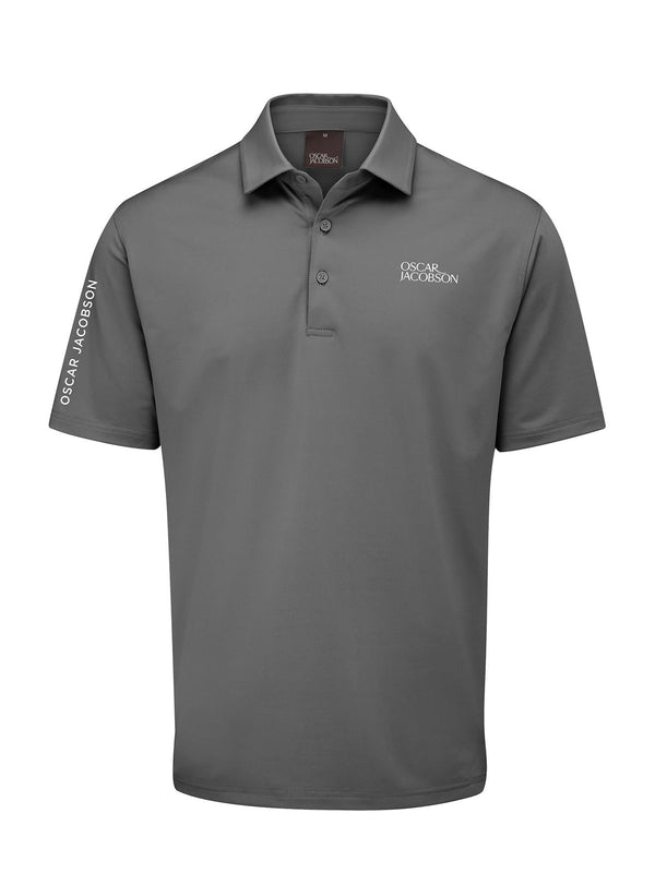 Ocar Jacobson Gray polo shirt with 'Oscar Jacobson' branding on a white background