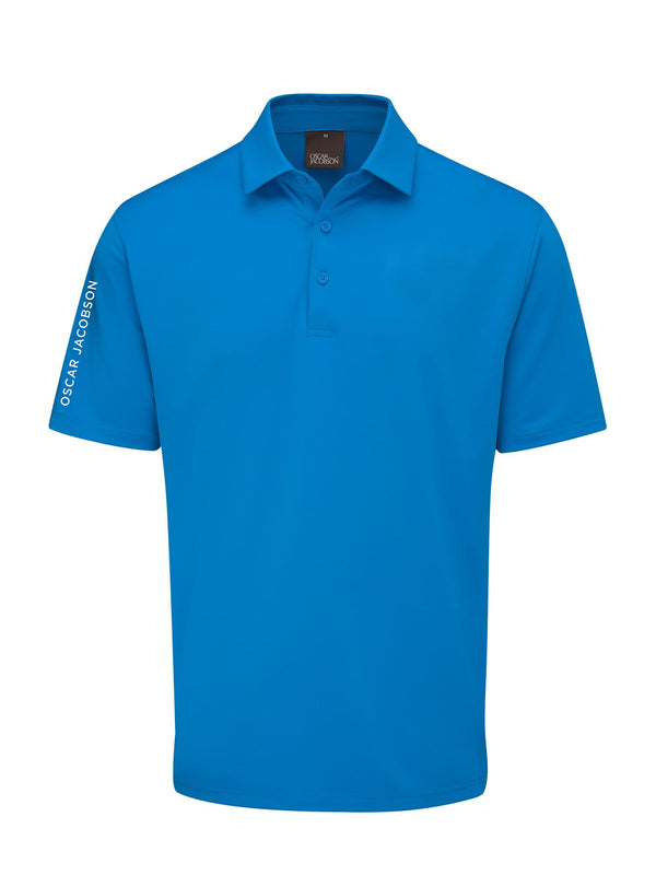 Ocar JacobsonBlue polo shirt with a brand logo on a white background