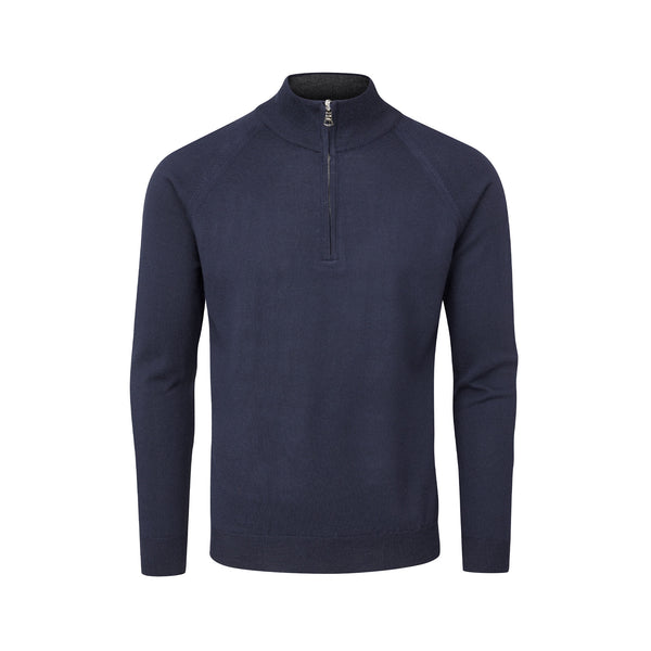 Warwick Merino Zip Neck Sweater- Royal Blue / Small- Oscar Jacobson Golf