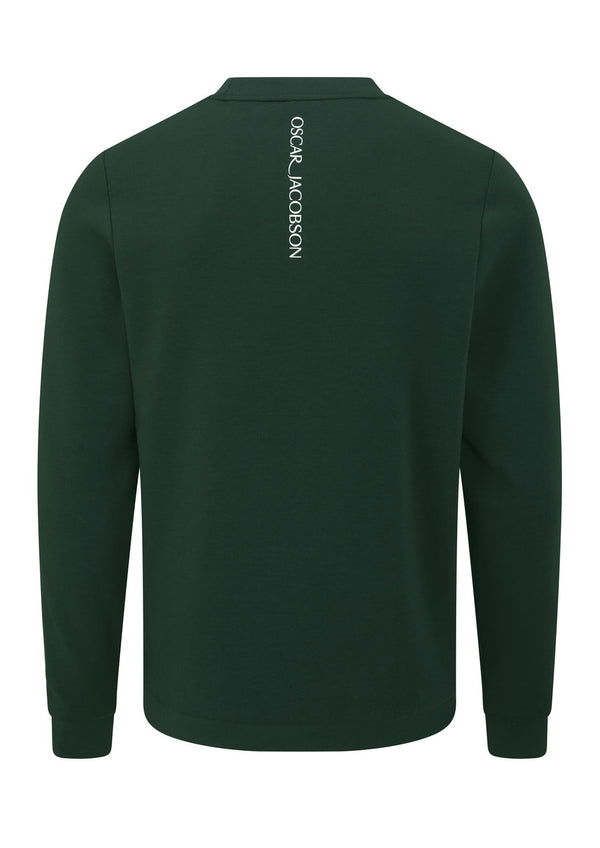 Green sweatshirt with 'Oscar Jacobson' branding on the back against a white background