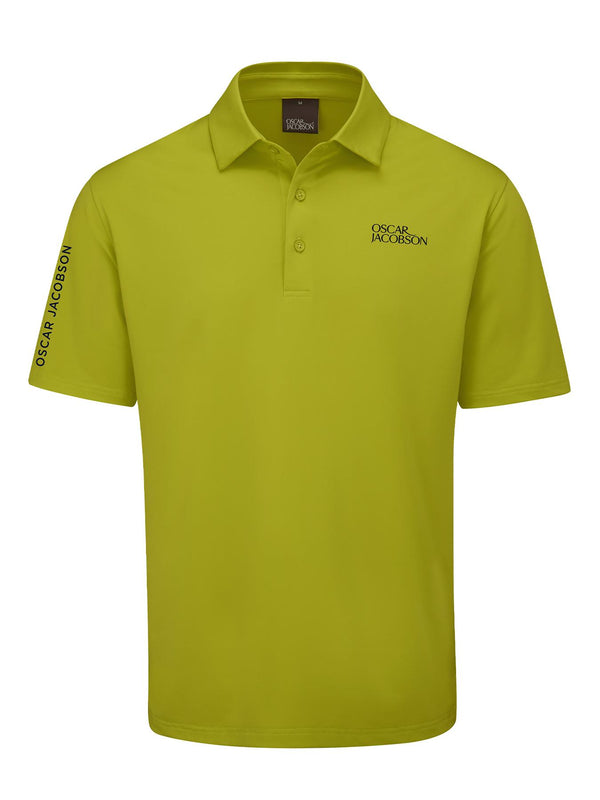Ocar Jacobson Green polo shirt with branding on a white background
