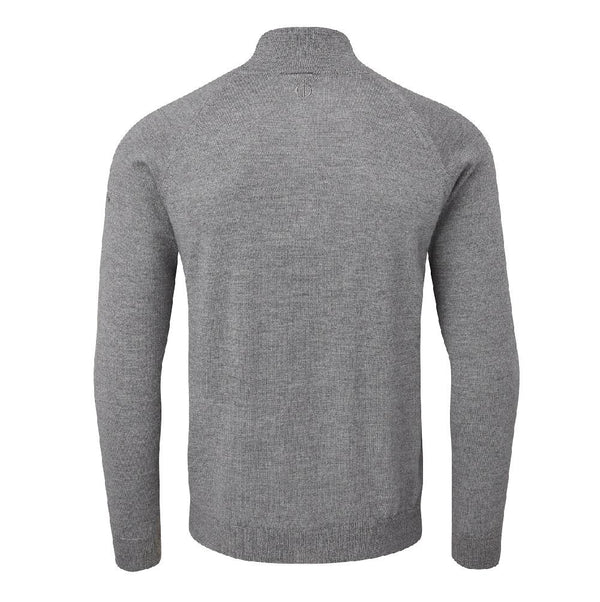 Warwick Pin Merino Zip Neck Sweater- Dark Grey / Small- Oscar Jacobson Golf