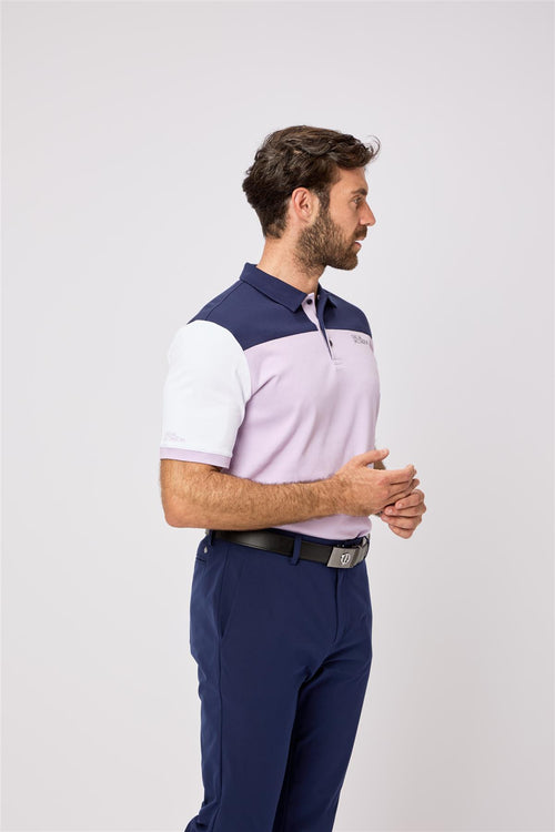 Adelaide Polo Shirt  - Lavender-Navy / Small  - Oscar Jacobson Golf