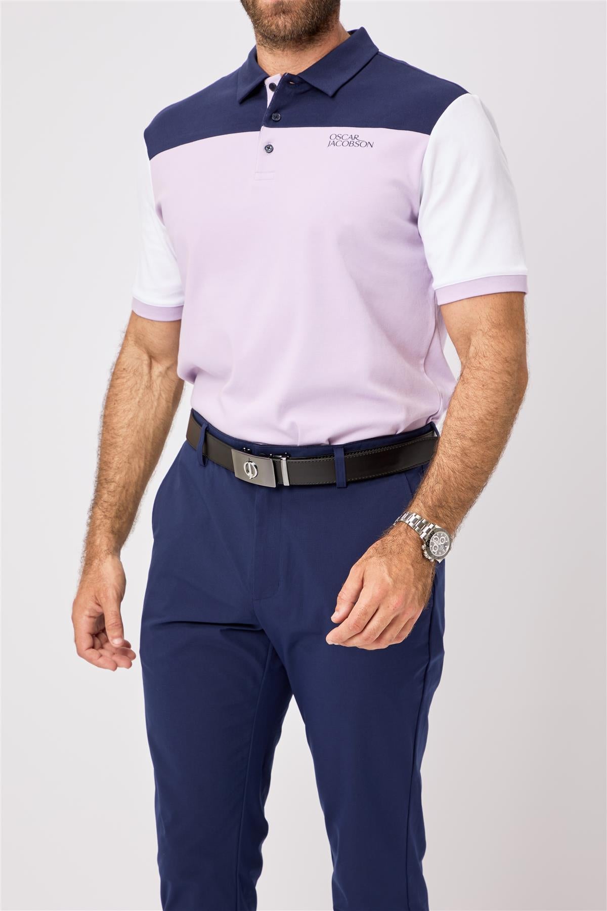 Adelaide Polo Shirt  - Lavender-Navy / Small  - Oscar Jacobson Golf