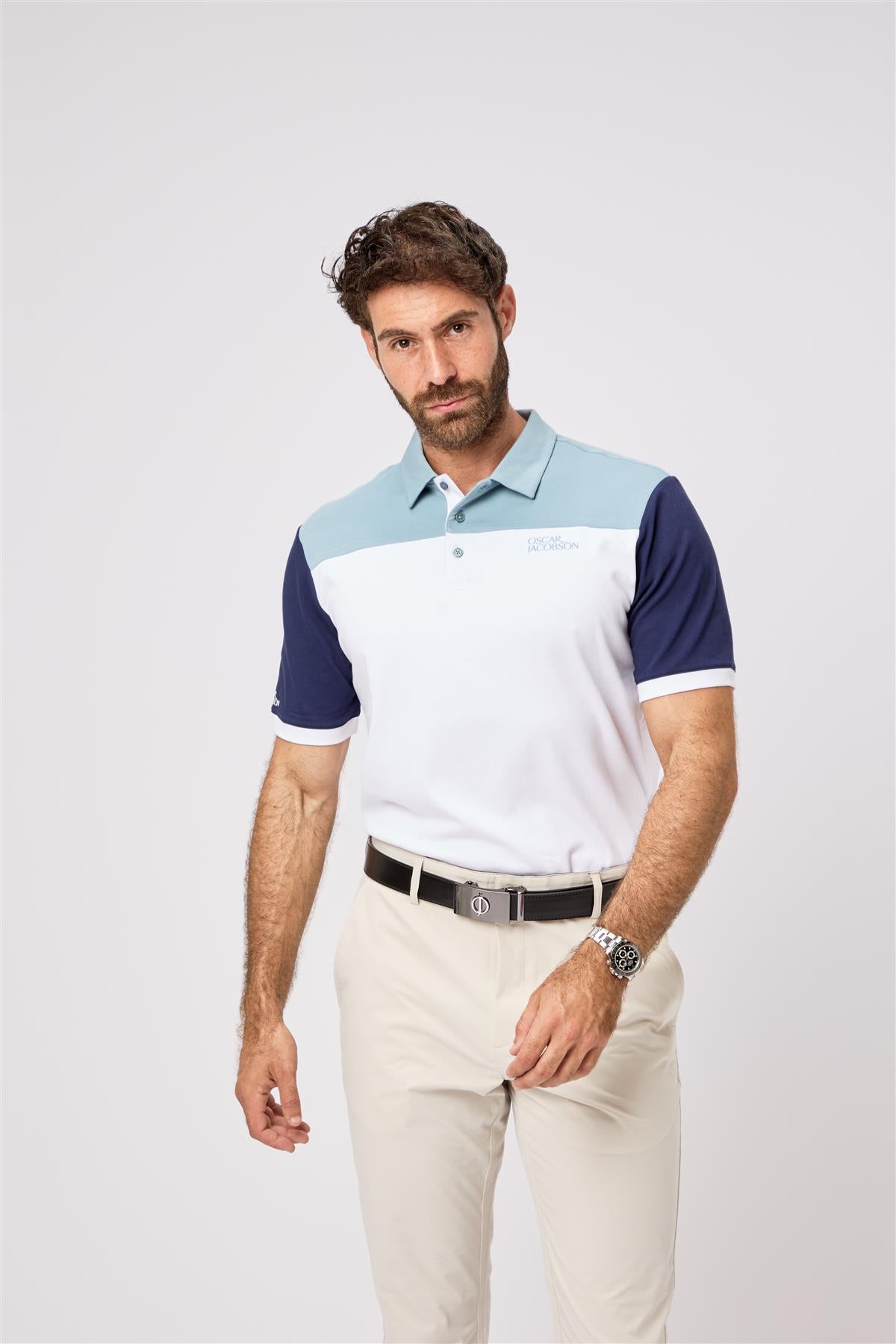 Adelaide Polo Shirt  - Lavender-Navy / Small  - Oscar Jacobson Golf