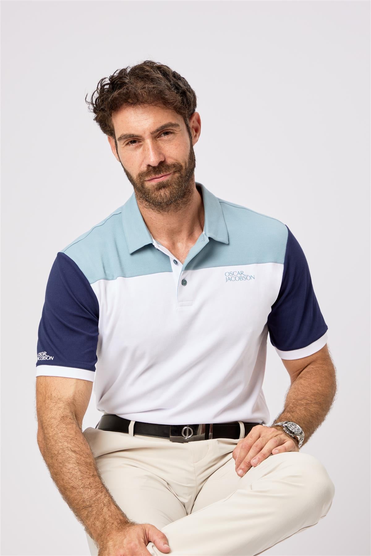Adelaide Polo Shirt  - White-Skyway / Small  - Oscar Jacobson Golf