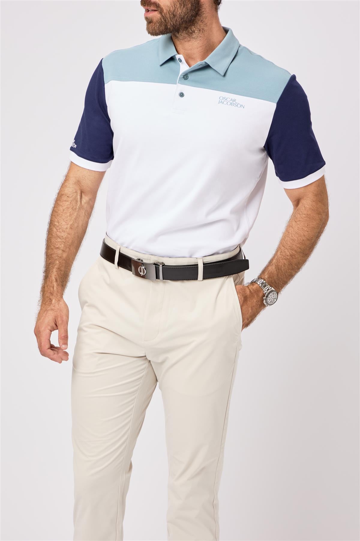 Adelaide Polo Shirt  - Lavender-Navy / Small  - Oscar Jacobson Golf