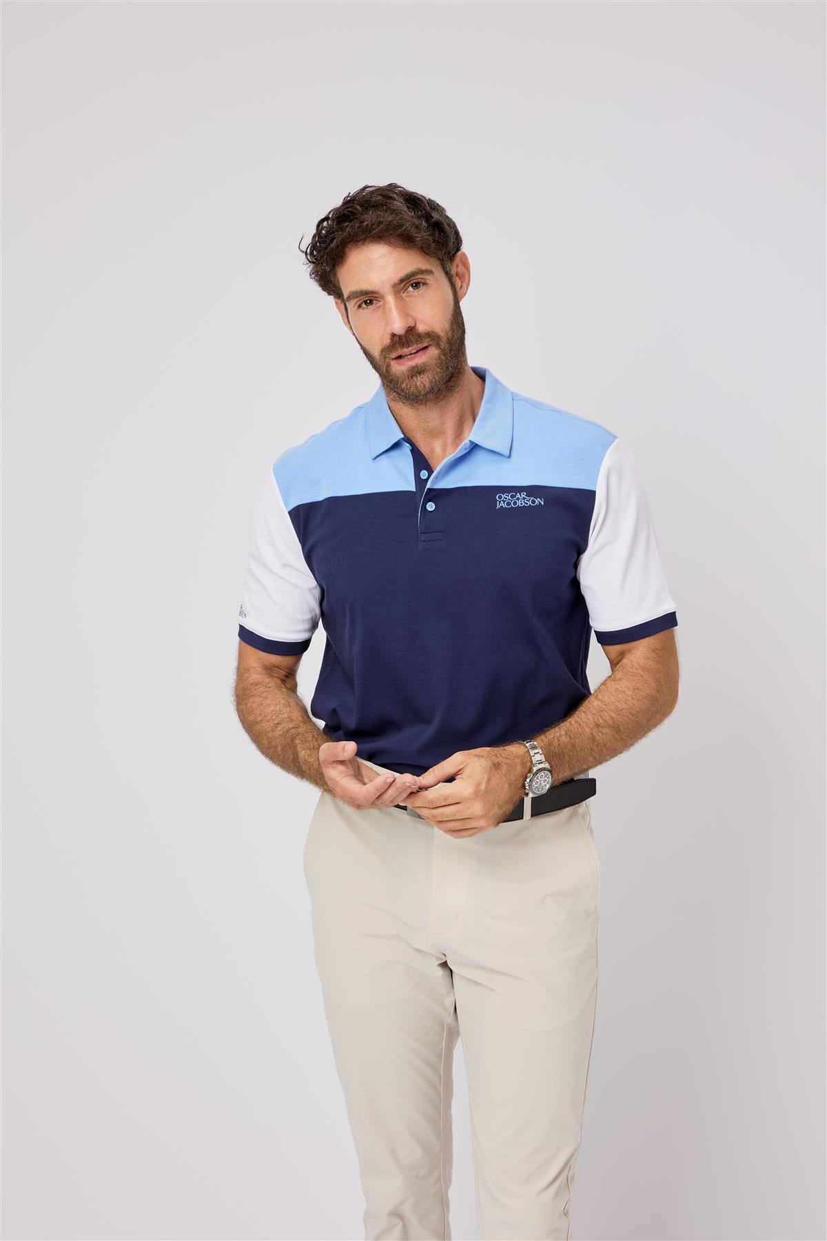 Adelaide Polo Shirt  - Navy-Dodger Blue / Small  - Oscar Jacobson Golf