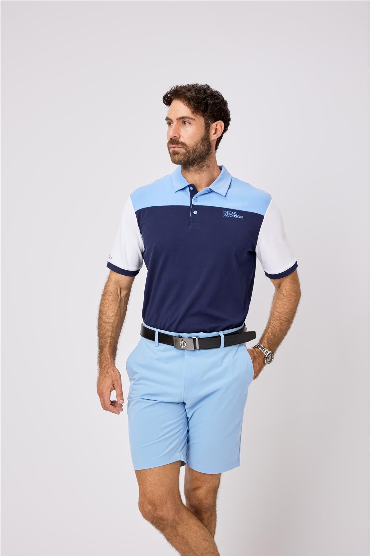 Adelaide Polo Shirt  - Lavender-Navy / Small  - Oscar Jacobson Golf