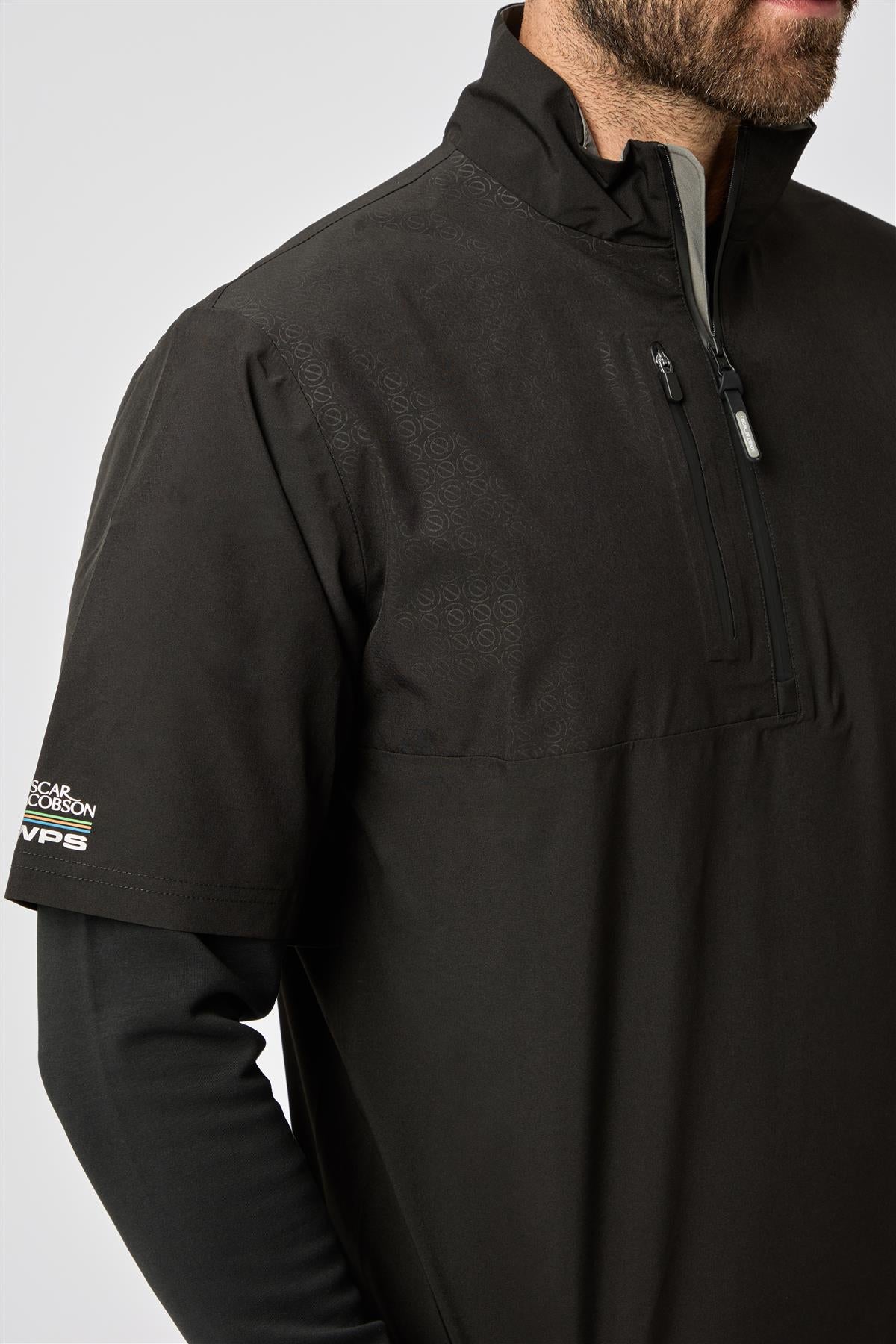 Arlington Short Sleeved Waterproof  - Black/Pewter / Small  - Oscar Jacobson Golf