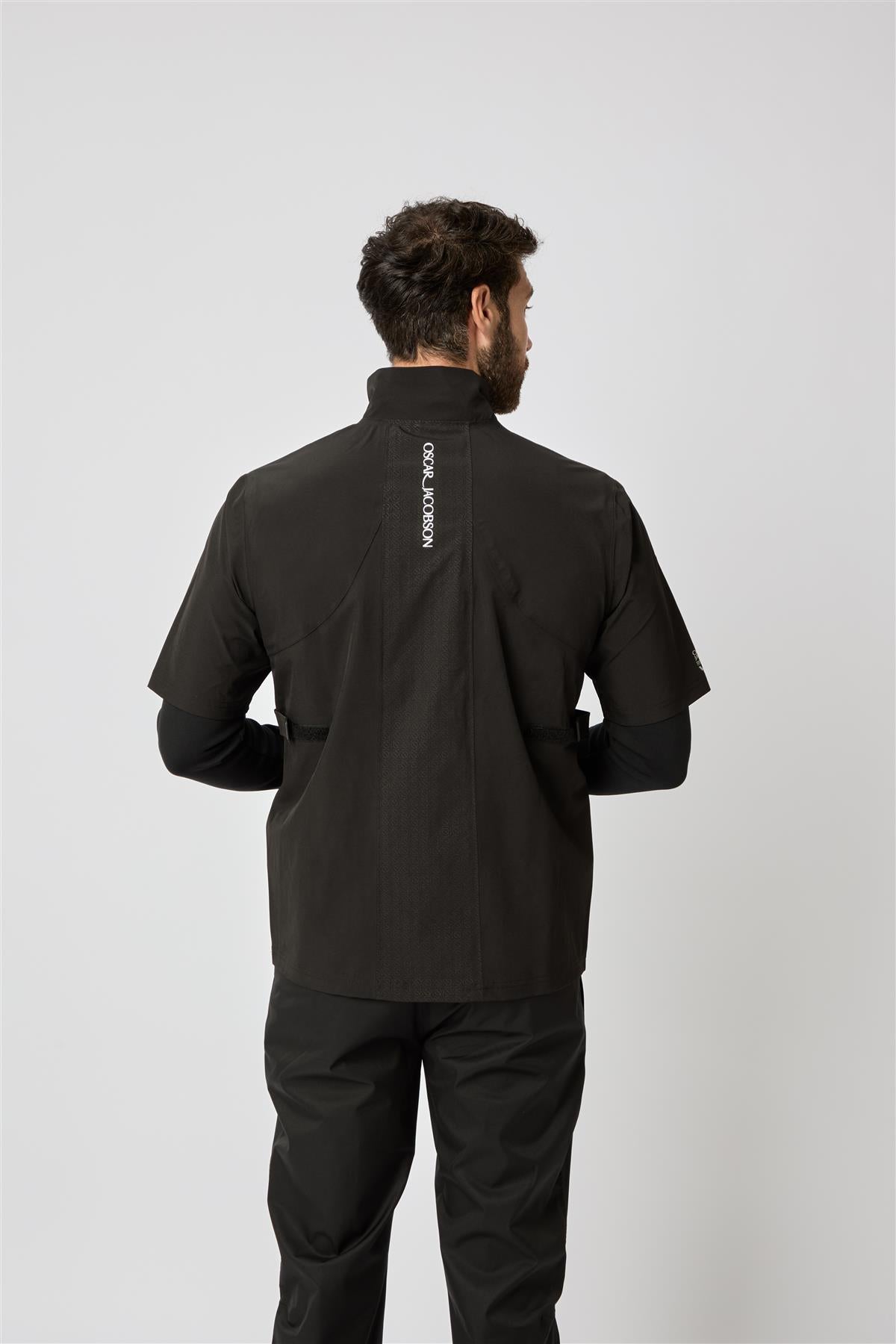 Arlington Short Sleeved Waterproof  - Black/Pewter / Small  - Oscar Jacobson Golf