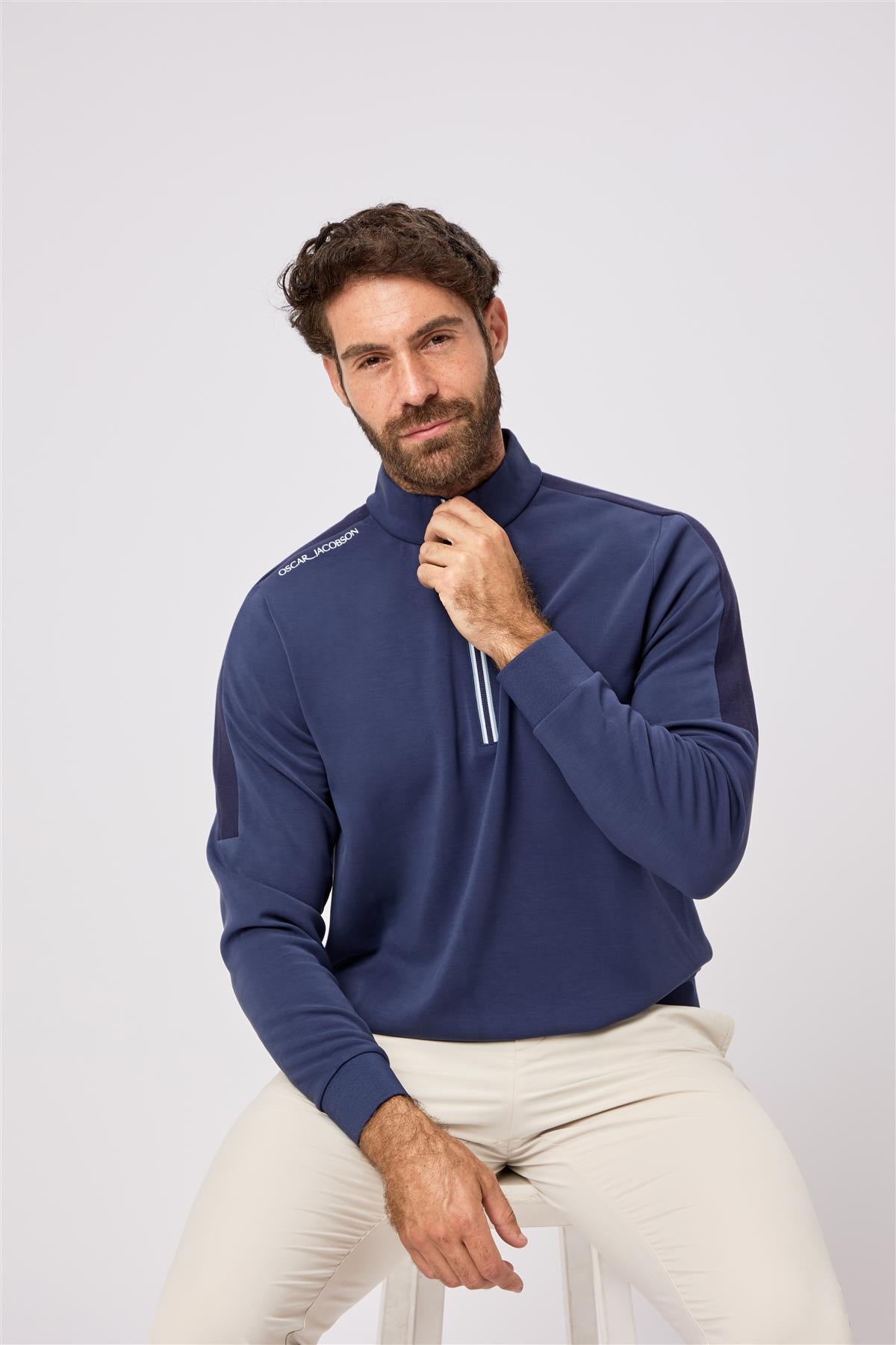 Drew Second Layer  - Navy / Small  - Oscar Jacobson Golf