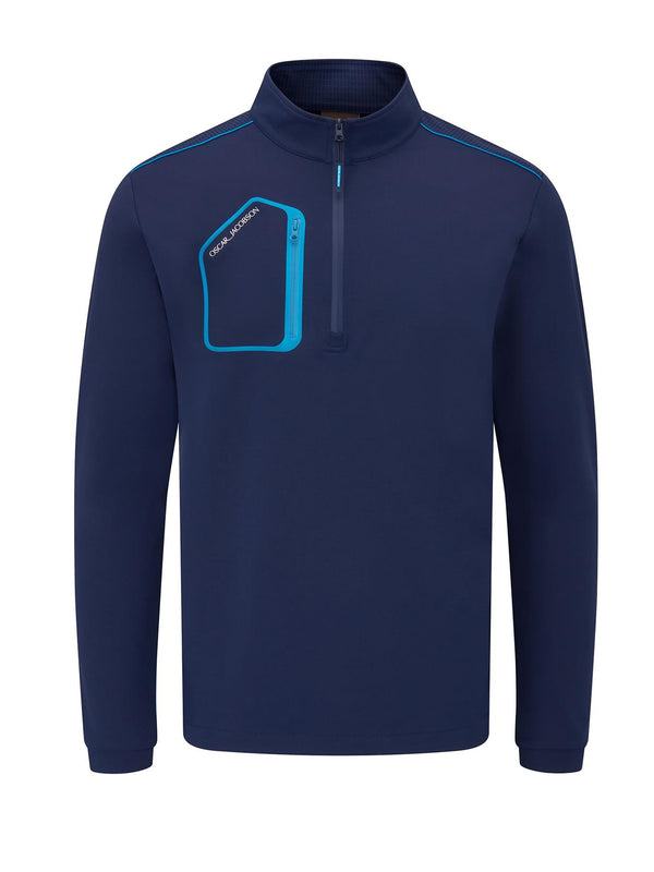 Hastings Quarter Zip Top- Black / Pewter / Small- Oscar Jacobson Golf