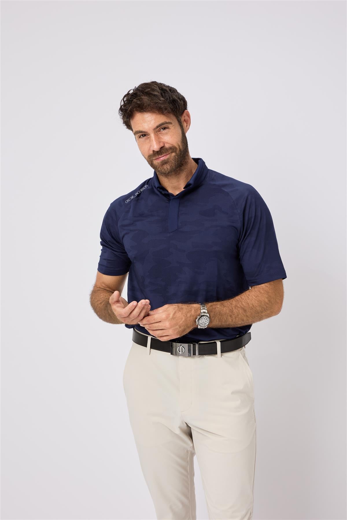 Herald Polo Shirt  - Aluminium / Small  - Oscar Jacobson Golf
