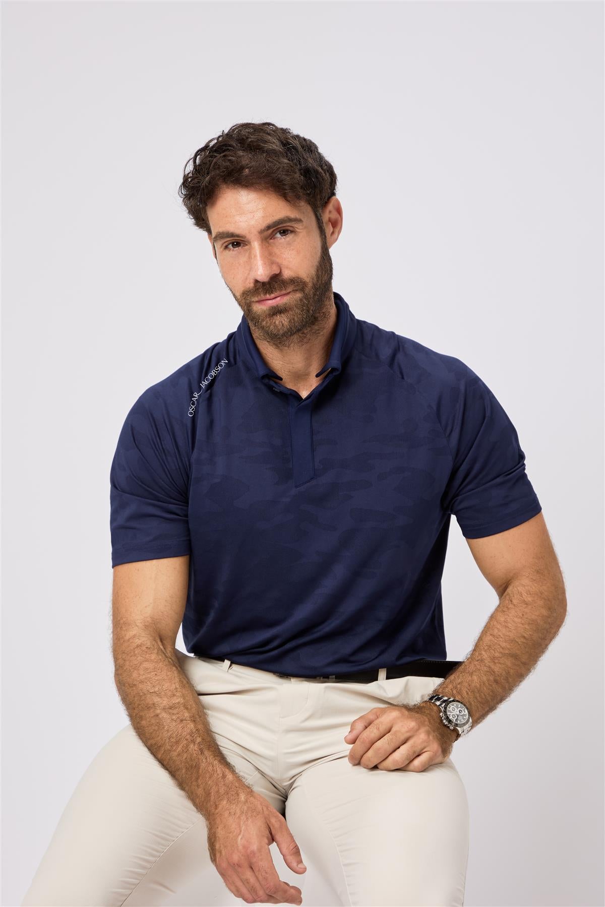 Herald Polo Shirt  - Navy / Small  - Oscar Jacobson Golf