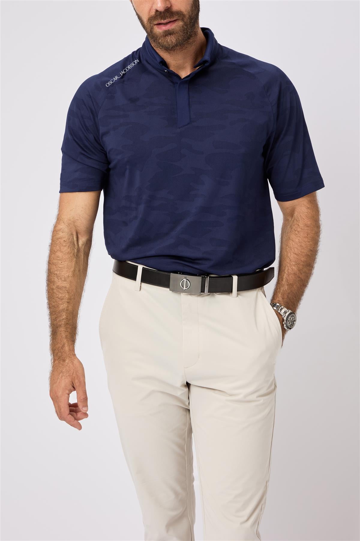 Herald Polo Shirt  - Aluminium / Small  - Oscar Jacobson Golf