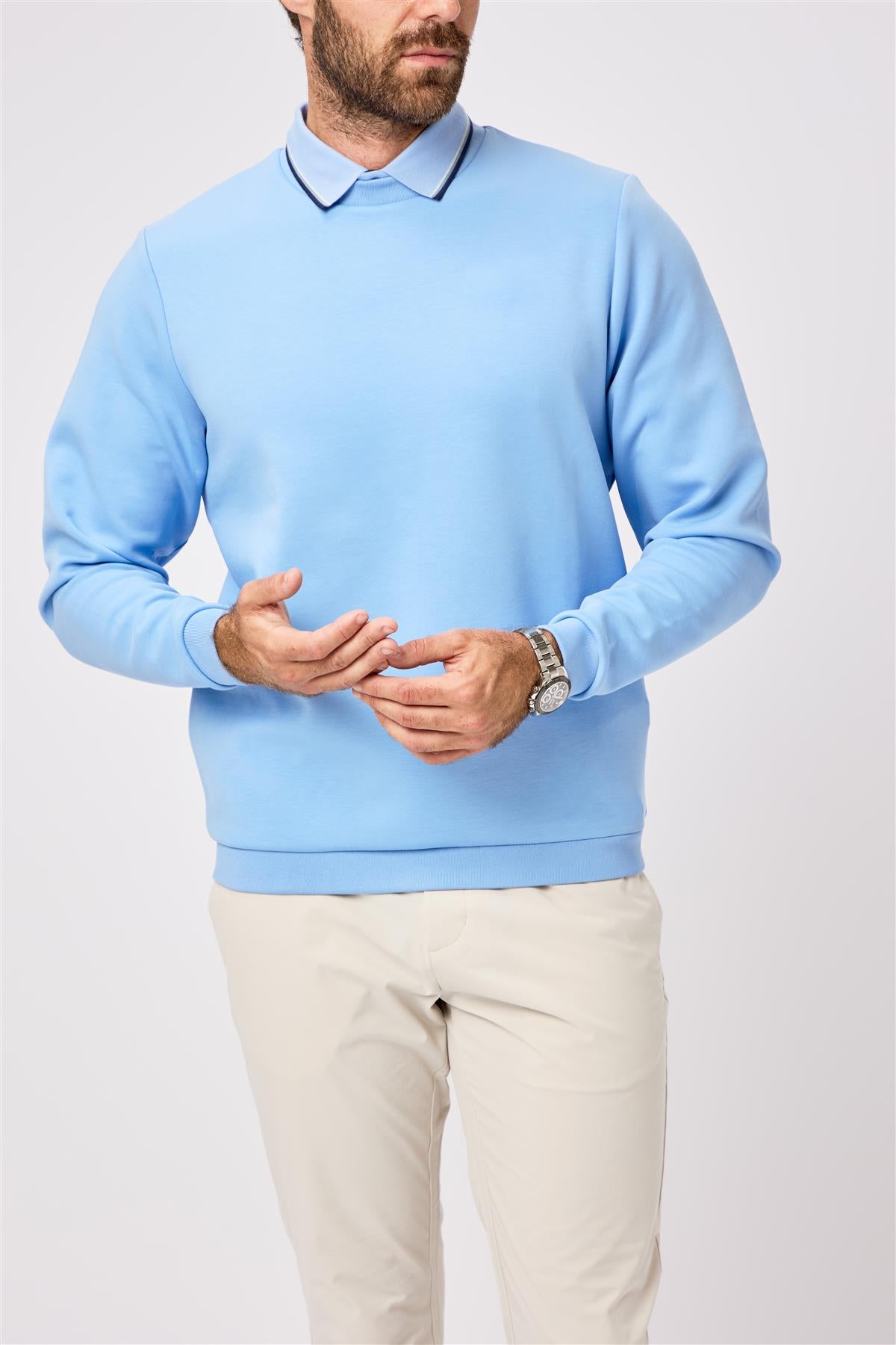 Johnstone Crew Neck Pullover  - Dodger Blue / Small  - Oscar Jacobson Golf