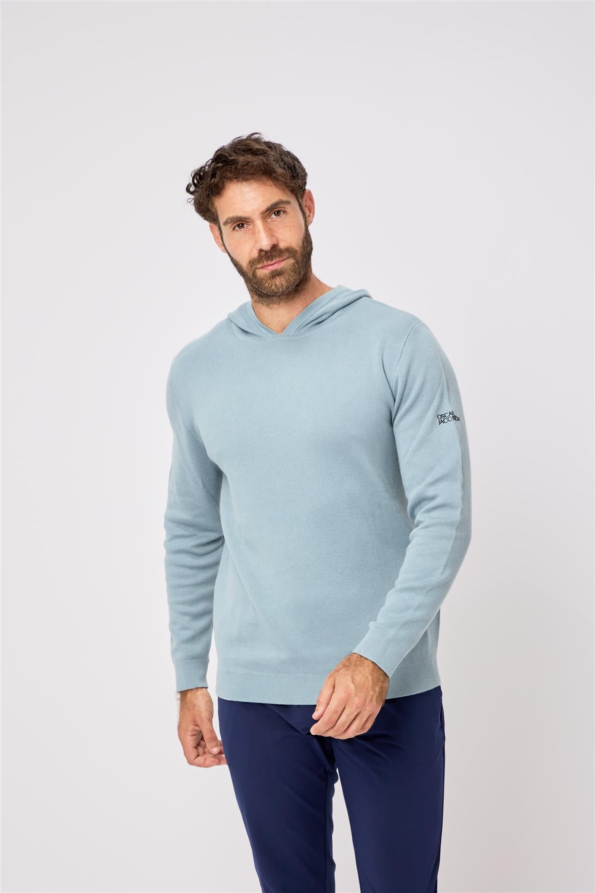 Kennedy Lightweight Knitted Hoodie  - Skyway / Small  - Oscar Jacobson Golf
