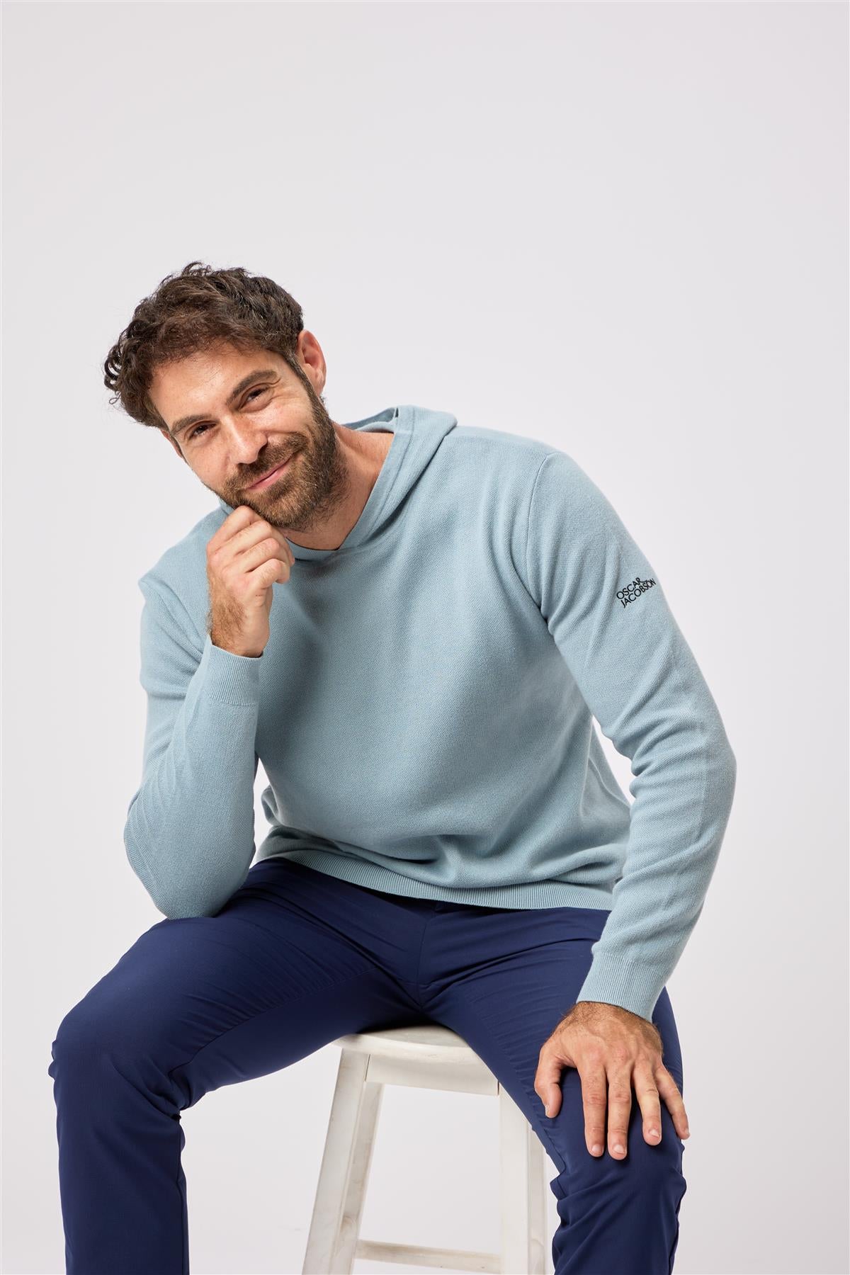 Kennedy Lightweight Knitted Hoodie  - Skyway / Small  - Oscar Jacobson Golf