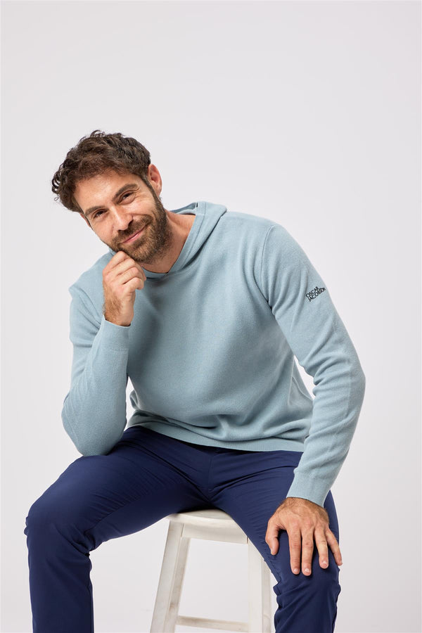 Kennedy Lightweight Knitted Hoodie- Skyway / Small-Skyway / Medium-Skyway / Large-Skyway / X-Large-Skyway / XX-Large- Oscar Jacobson Golf