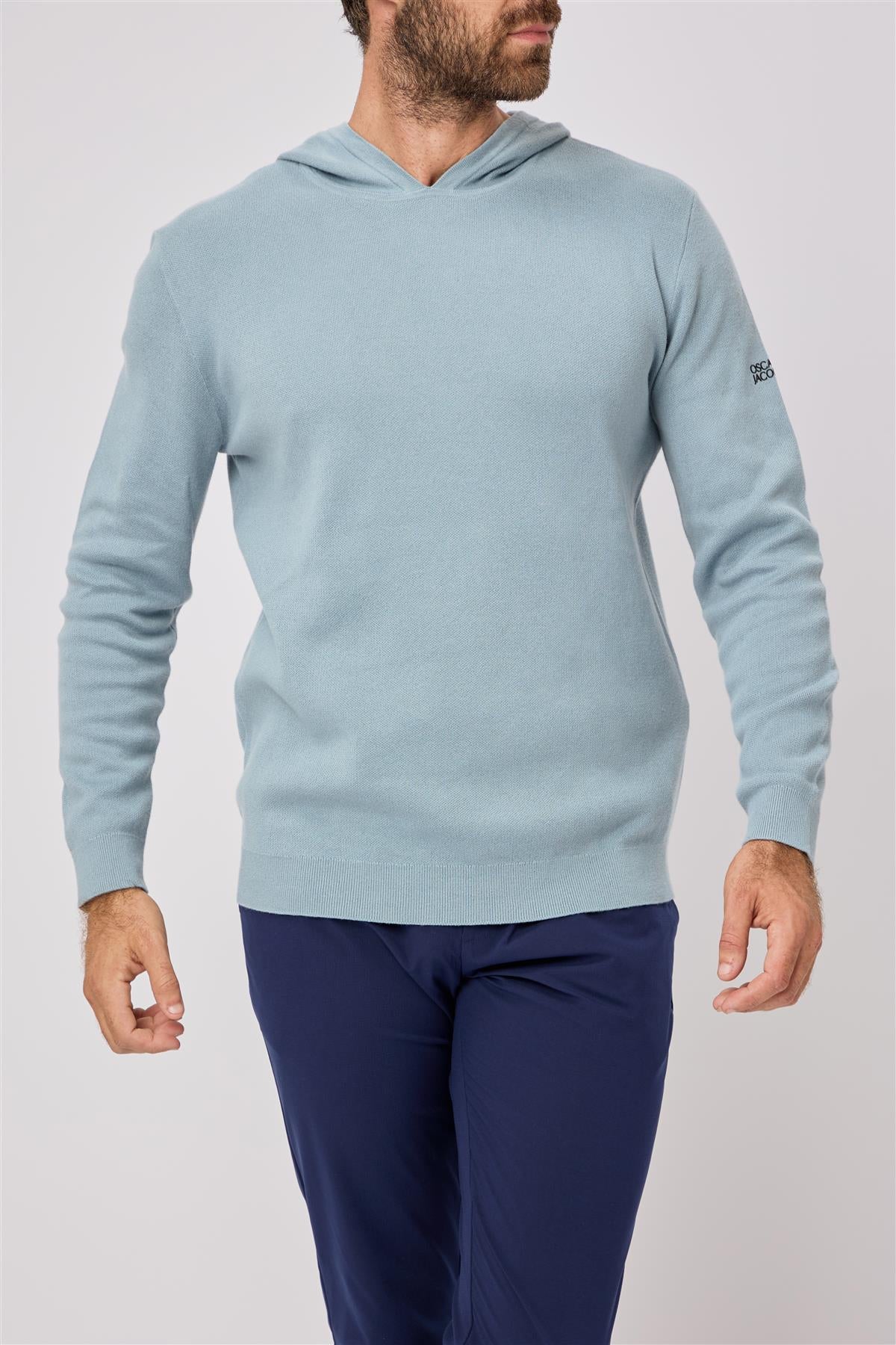 Kennedy Lightweight Knitted Hoodie  - Skyway / Small  - Oscar Jacobson Golf