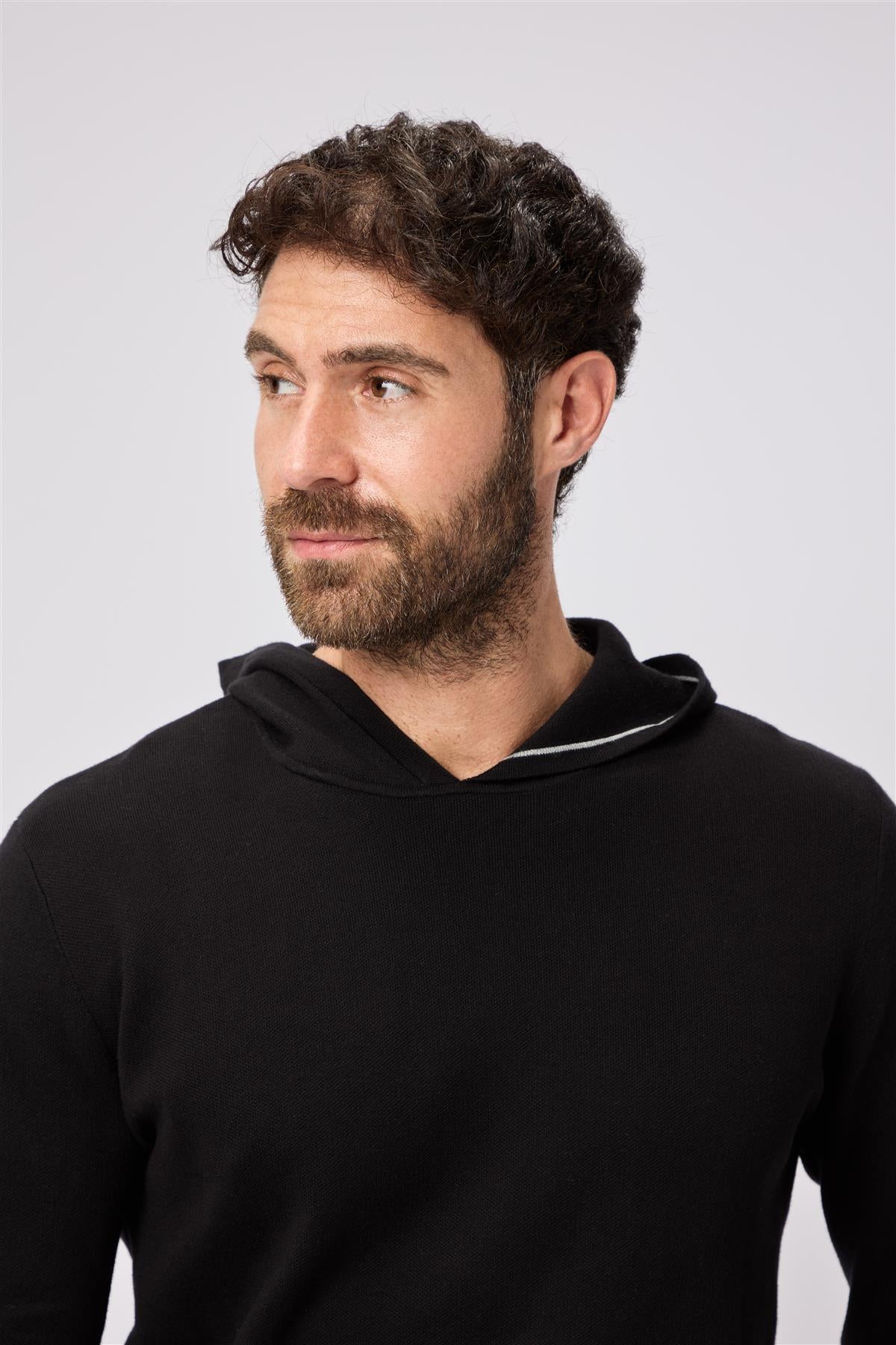 Kennedy Lightweight Knitted Hoodie  - Black / XX-Large  - Oscar Jacobson Golf