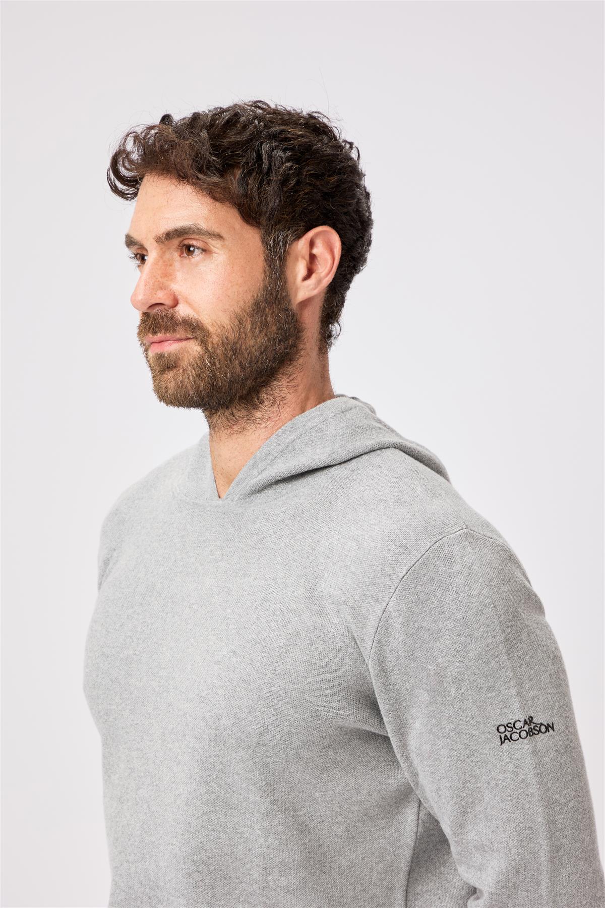 Kennedy Lightweight Knitted Hoodie  - Pewter Marl / Small  - Oscar Jacobson Golf