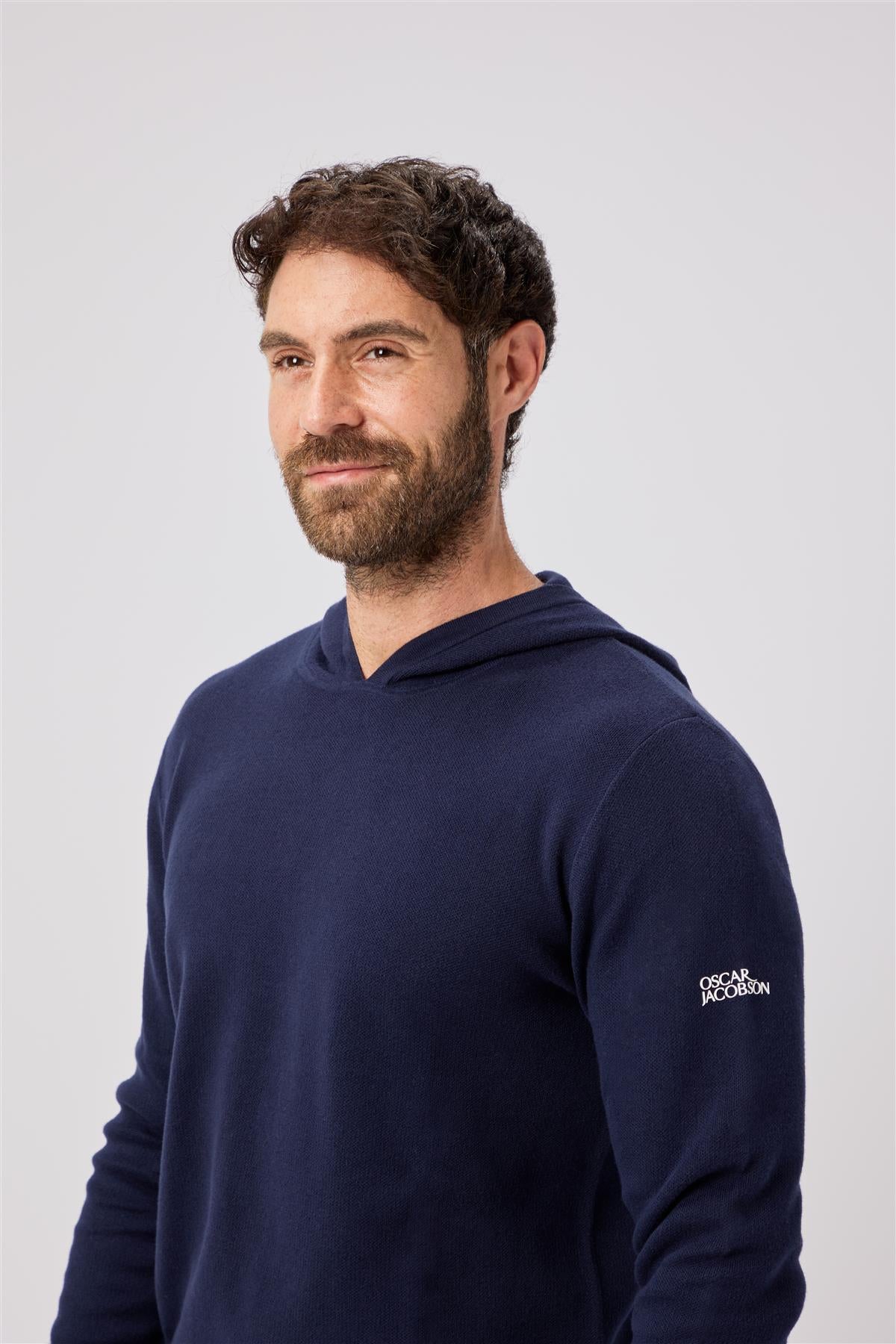 Kennedy Lightweight Knitted Hoodie  - Navy / Medium  - Oscar Jacobson Golf