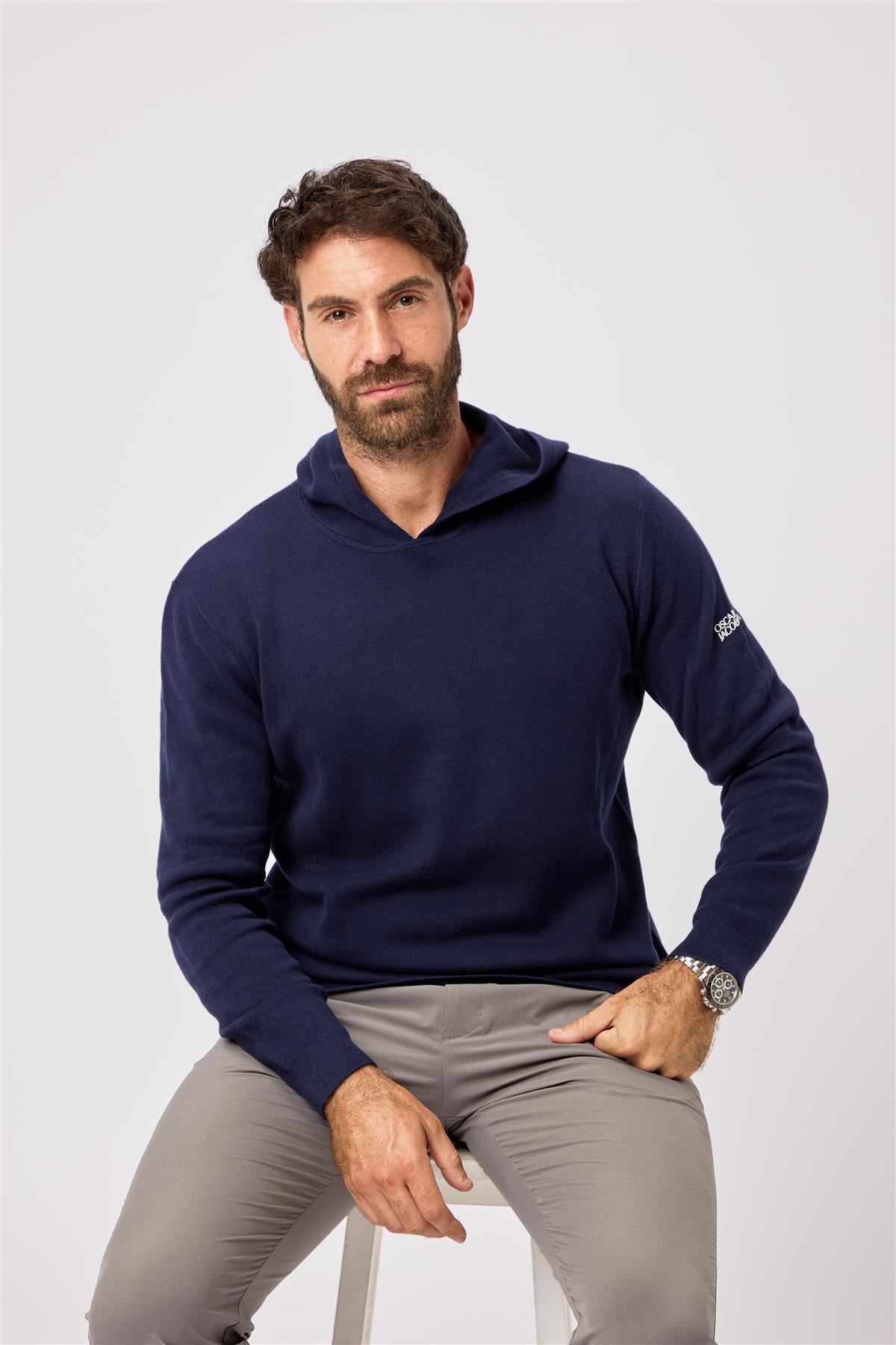 Kennedy Lightweight Knitted Hoodie  - Skyway / Small  - Oscar Jacobson Golf