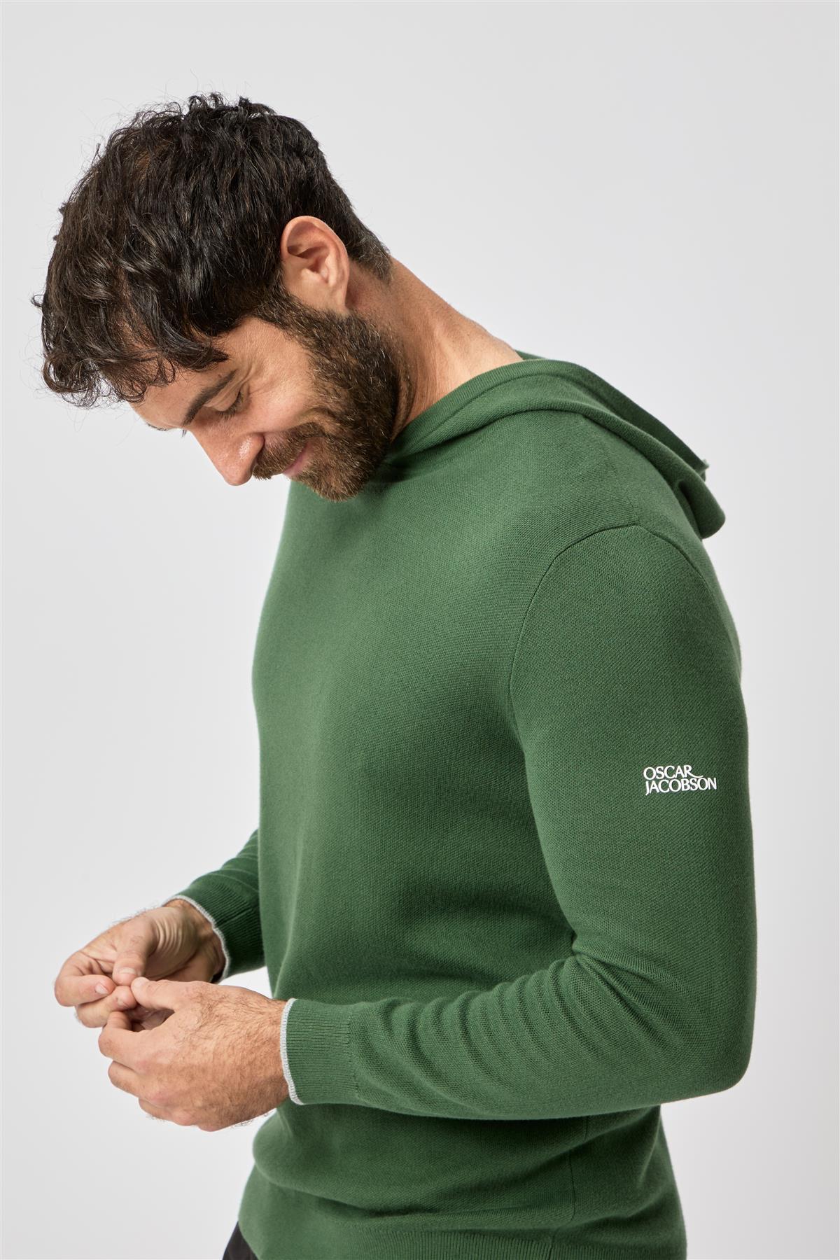 Kennedy Lightweight Knitted Hoodie  - Pineneedle / Medium  - Oscar Jacobson Golf