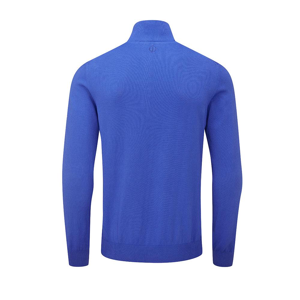 Waldorf Pin Cotton Zip Neck Sweater  - Light Grey / Small  - Oscar Jacobson Golf