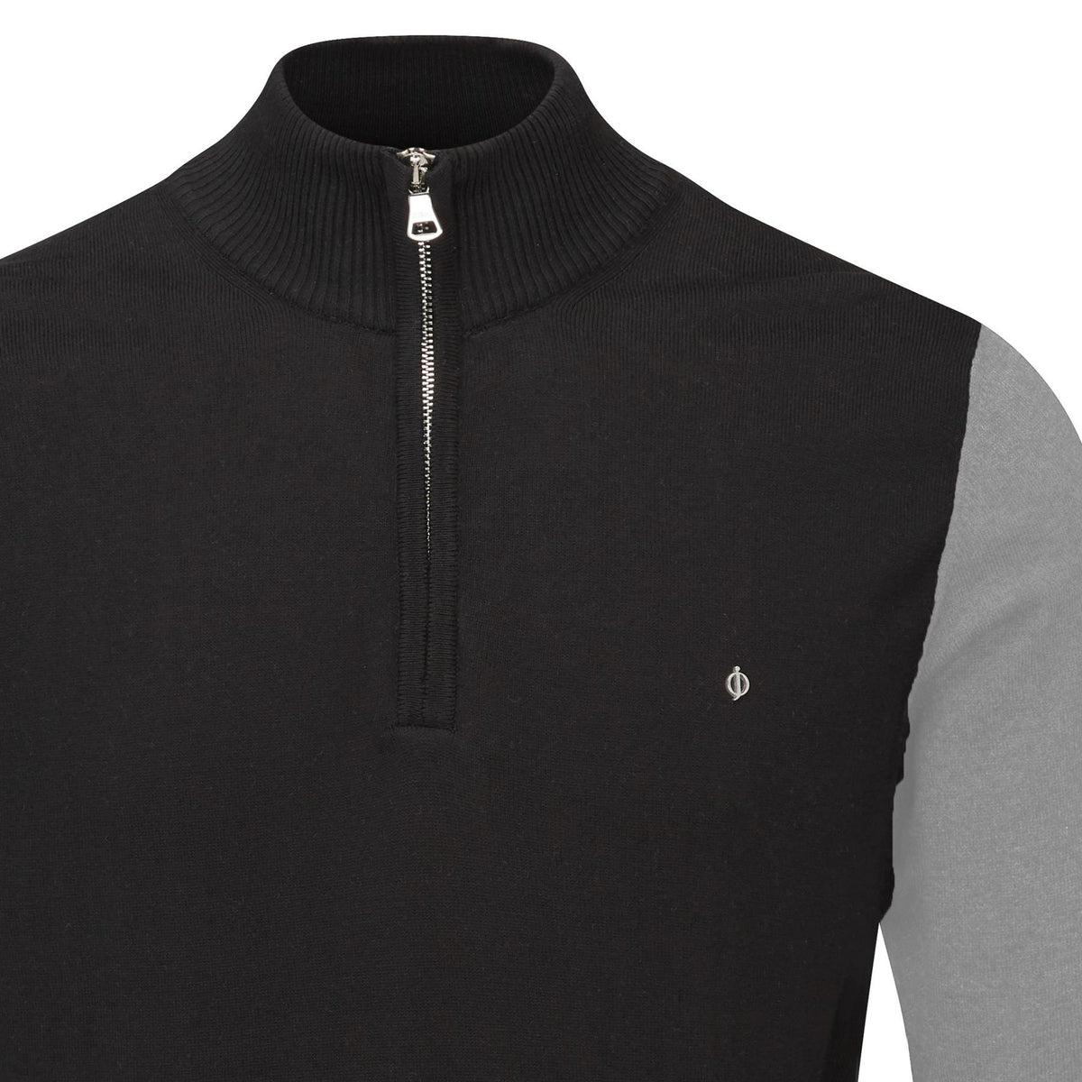 Waldorf Pin Cotton Zip Neck Sweater  - Light Grey / Small  - Oscar Jacobson Golf