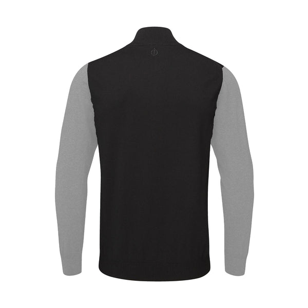 Waldorf Pin Cotton Zip Neck Sweater- Light Grey / Small-Light Grey / X-Large-Light Grey / XX-Large-Royal Blue / Small-Royal Blue / XX-Large- Oscar Jacobson Golf