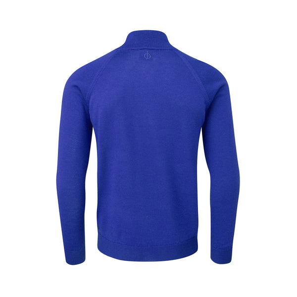 Warwick Pin Merino Zip Neck Sweater- Dark Grey / Small- Oscar Jacobson Golf