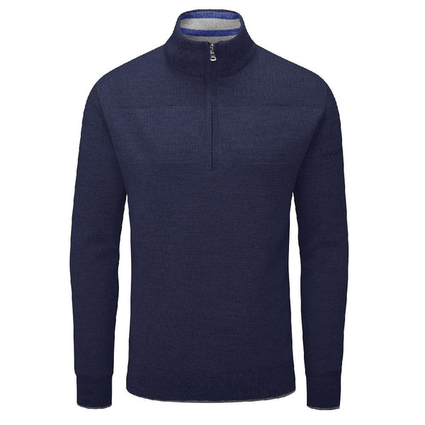 Anders Merino Wool Lined Sweater- Pewter Marl / Small-China Blue / Small-Black / Small-Navy / Small-Grey Marl / Small- Oscar Jacobson Golf