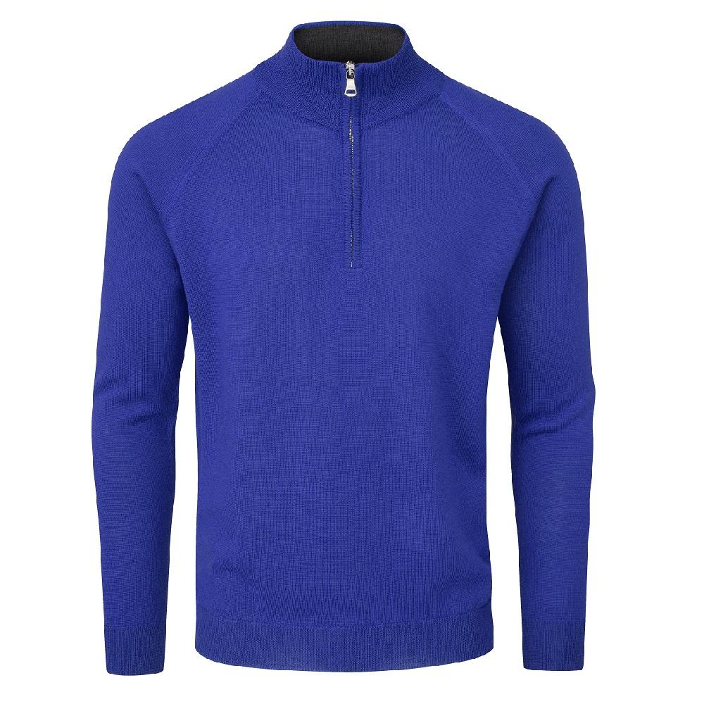 Warwick Merino Zip Neck Sweater  - Royal Blue / Small  - Oscar Jacobson Golf