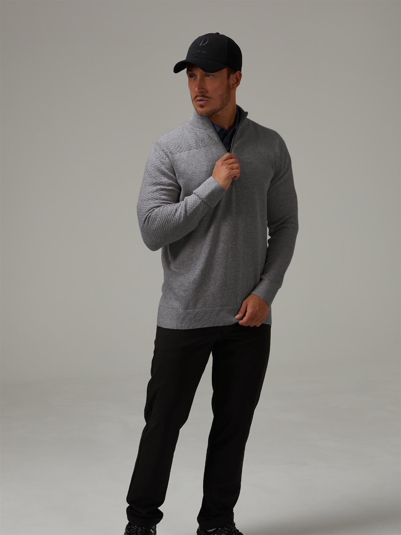 Winwood Half Zip Sweater  - Navy / Small  - Oscar Jacobson Golf