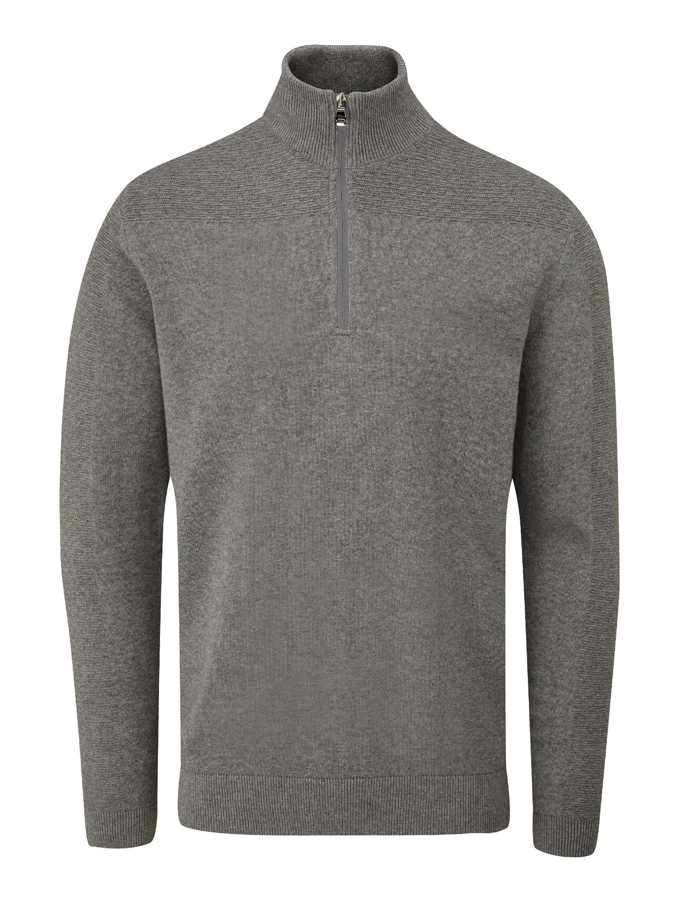 Winwood Half Zip Sweater  - Pewter Marl / Large  - Oscar Jacobson Golf
